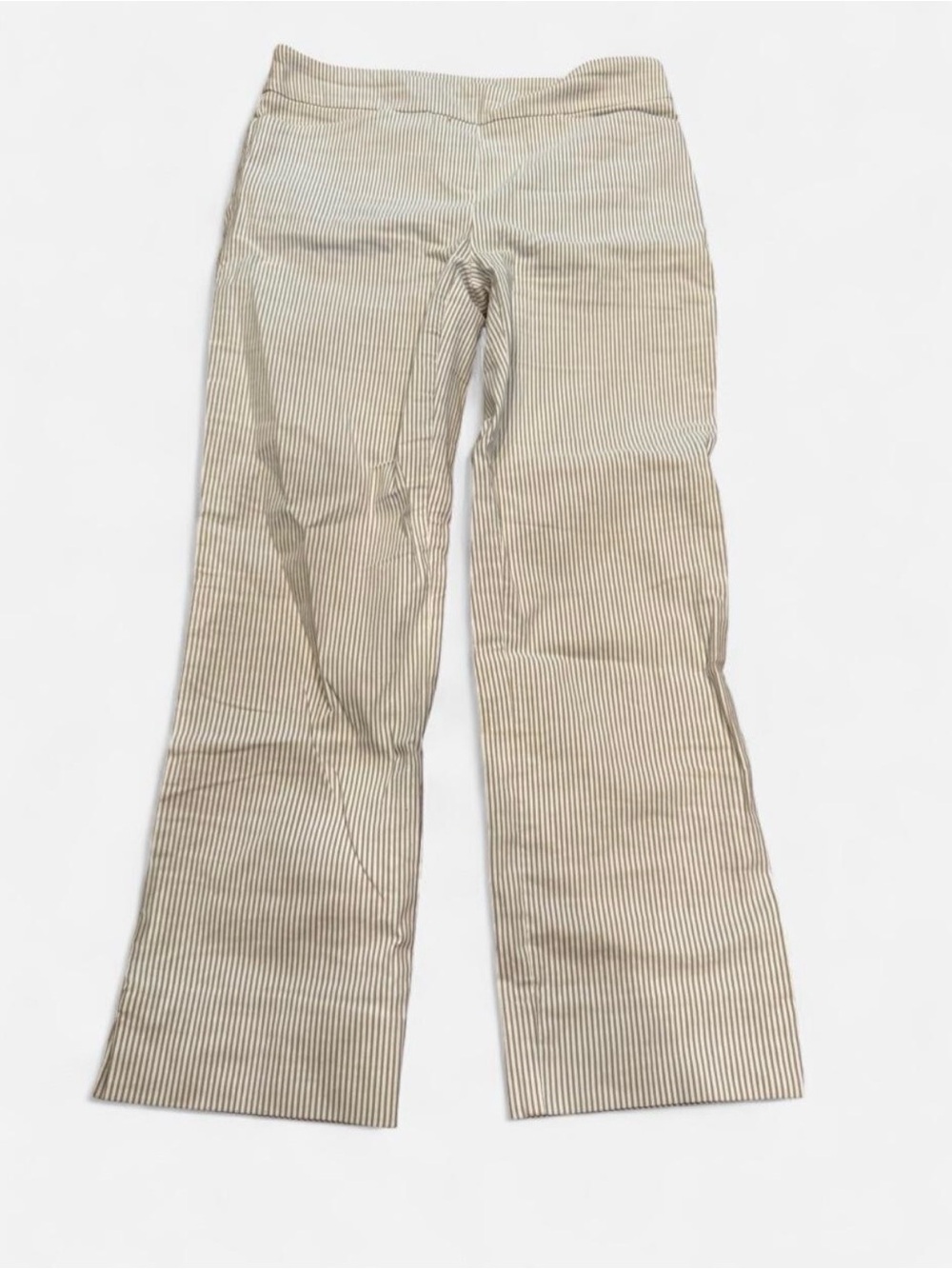 Hilary Radley Beige and White Pinstripe Wide-Leg Jeans